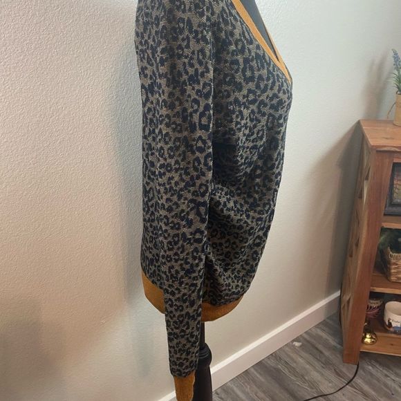 Scotch & Soda Leopard Print V-Neck Sweater - Brown and Black - Picture 8 of 8